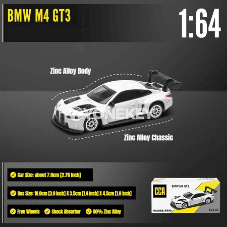 BMW M4 GT3 metal model awtoulag, 1:64, kolleksiýa üçin