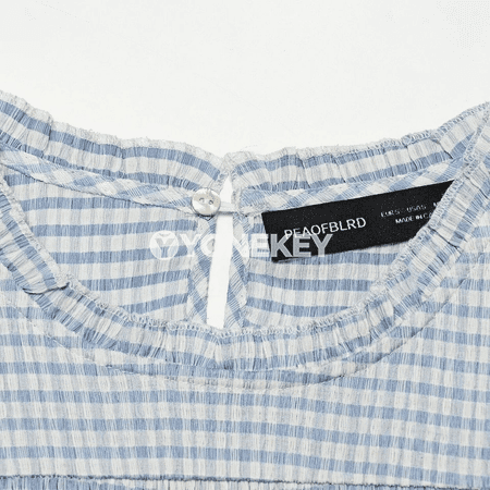 Zenanlar üçin ýeňil plaid ýeňsiz bluzka, şik ykjam stil