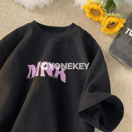 M-8XL erkek giň futbolka, MRK ýazgyly moda gündelik couple stil