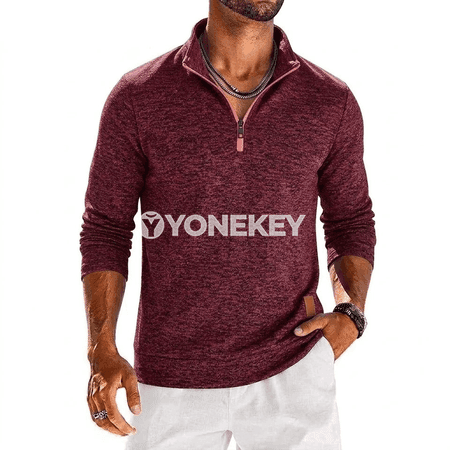 Erkekler üçin kwartal zipli ýeňil sweatshirt, uzyn ýeňli gündelik köýnek