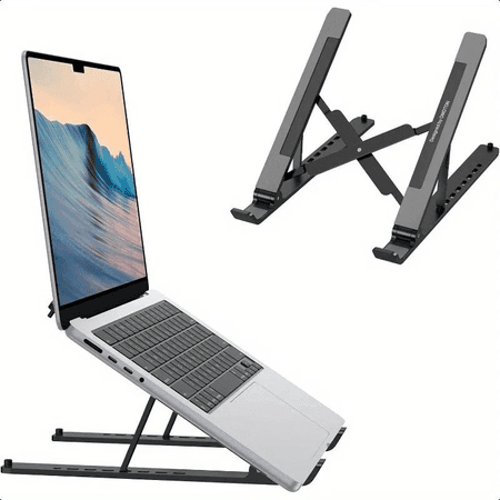 Alýumin laptop stendi, 6 derejeli sazlanýan, berk we çydamly