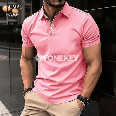 Erkekler üçin zipperli polo futbolka — tomusky rahat model