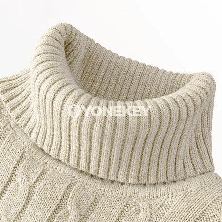 Erkekler üçin ýyly boýunly trikotaž sviter, slim fit, güýz-gyş üçin