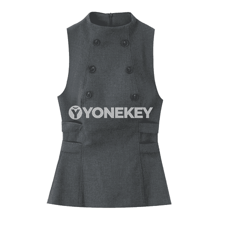 Zenanlar üçin ýeňsiz düwmejikli slim fit ýaz‑tomus topy