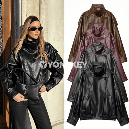 Zenanlar üçin giň kesimli vintage jaket, güýz-gyş üçin gündelik stil