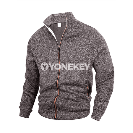 Erkekler üçin ýaz- güýz dik ýaka zipli ýeňil jaket
