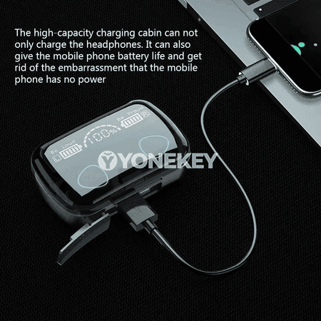 M10 simsiz Bluetooth nauşnik, LED displeýli, ýokary ses hili