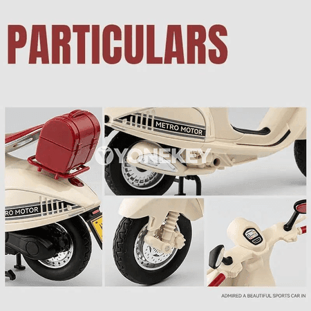 1:12 Vespa 946 model oýunjak skuter, metal diecast, sesli