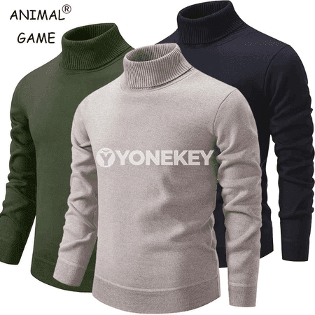 Erkekler üçin ýyly turtlenek switer, örülen, galyň we rahat