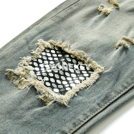 Erkekler üçin gönü kesimli denim jeans balaklar, gündelik stil