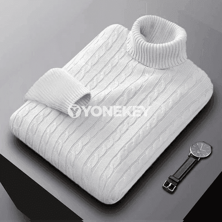 Erkekler üçin ýyly golfli trikotaj switer, güýz-gyş