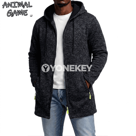 Erkekler üçin fermuarly kapýuşonly ýyly hoodie, fleece
