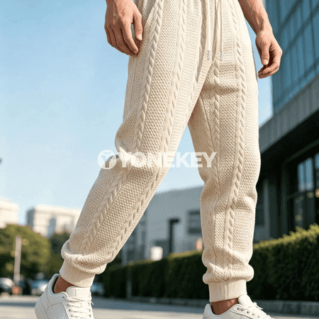 Erkekler üçin örme jogger balaklar, elastik bili, jübili