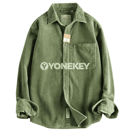 Erkekler üçin korduroý uzyn ýeňli gündelik köýnek-jaket