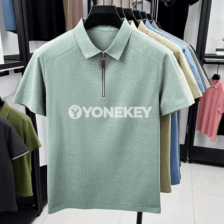 Erkekler üçin döwrebap quarter-zip polo köýnek, gysga ýeňli
