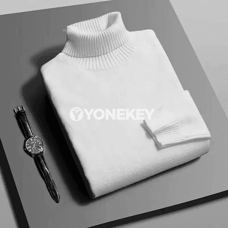 Erkekler üçin gyş örme balakly golça, boýunly ýyly switer