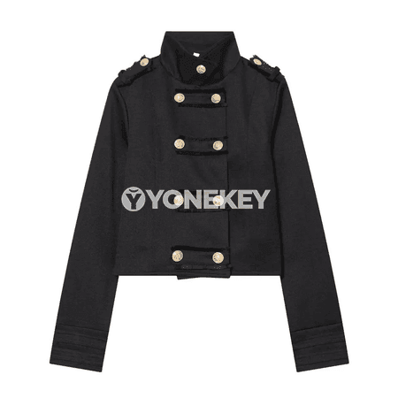 Zenanlar üçin slim turtleneck gysga kurtka, ýazky, uzyn ýeňli