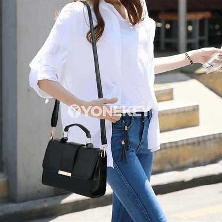 Zenanlar üçin kiçi PU deri egin sumkasy, flaply elegant model