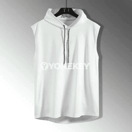 Erkekler üçin ýeňil sport hoodiesiz maýka, tomus üçin