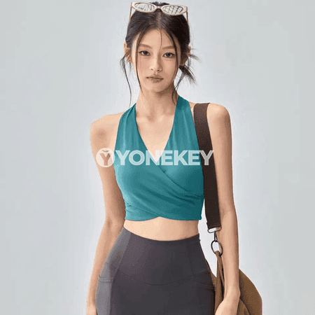 Zenanlar üçin kross-bek sport bra, dem alyşly, ýöga we zal üçin