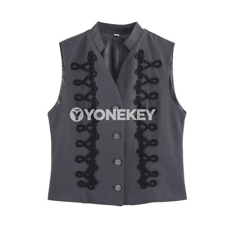 Zenanlar üçin çymşykly bezegli ýeňsiz vest, tomusky täze model