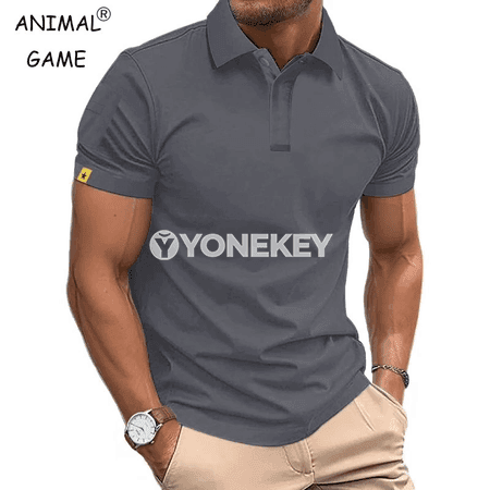 Erkekler üçin ýeňil ýazky polo futbolka, dem alýan gysga ýeňli