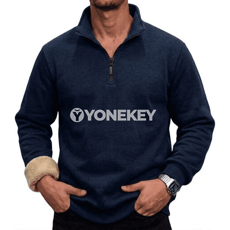 Erkekler üçin gyş ýyly zipli fleýs sweatshirt, ýokary boýunly