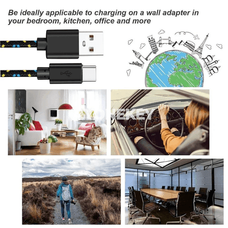 NNBILI USB-C zarýad we maglumat kabeli, 3A, 1m/2m/3m