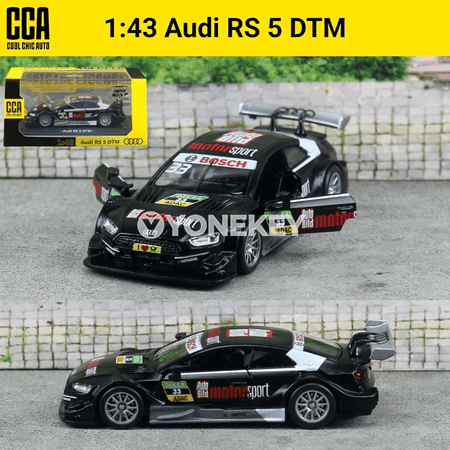 Audi RS5 DTM 1:43 metal model awtoulagy, yzyna çekilýän, kolleksiýa üçin