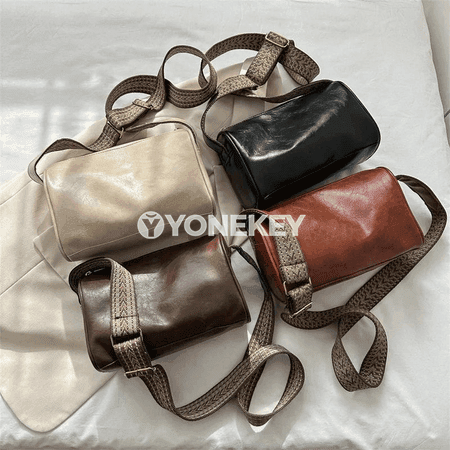 Aýallar üçin vintage PU deri kiçi el sumkasy, boýun asylýan görnüş