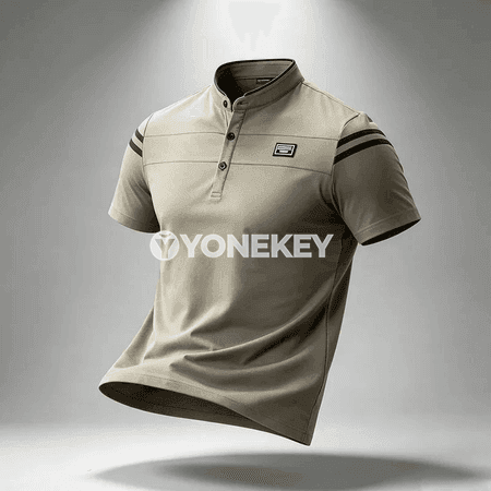Erkekler üçin mandarin ýakaly ýazlyk polo köýnek