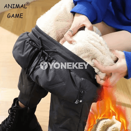 Zenanlar üçin ýyly fleece içlikli giň balak, suw geçirmeýän gyş görnüşi