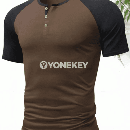 Erkekler üçin Henley futbolka, ýeňil, dem alýan, gündelik stil