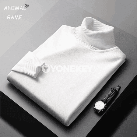 Erkekler üçin ýyly turtleneck sviter, tekiz reňkli uzyn ýeňli
