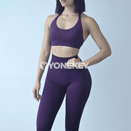 Aýal-gyzlar üçin 2 bölek sport toplumy, halter bra we leggings