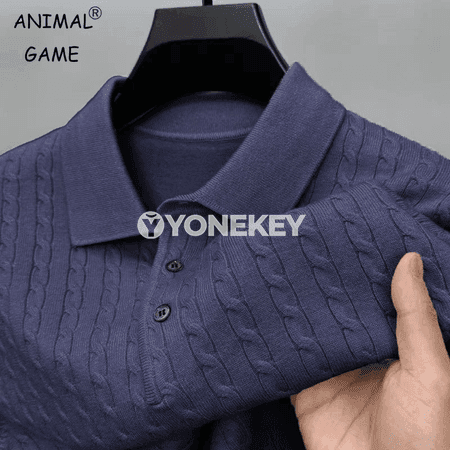 Erkekler üçin V boýun örme pullover switer, ýyly we klassik gyş modeli