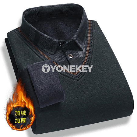 Erkekler üçin ýyly fleece dügmeli sviter köýnek, güýz-gyş
