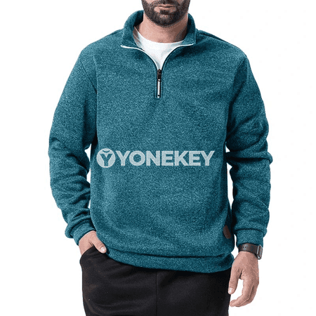 Erkekler üçin zipli ýeňil sweatshirt, bir reňkli, dik ýaka