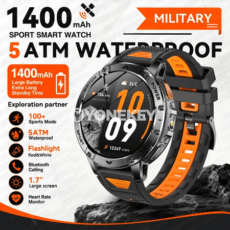 1400mAh batareýaly sport akylly sagat, 1.7" ekran, 5ATM