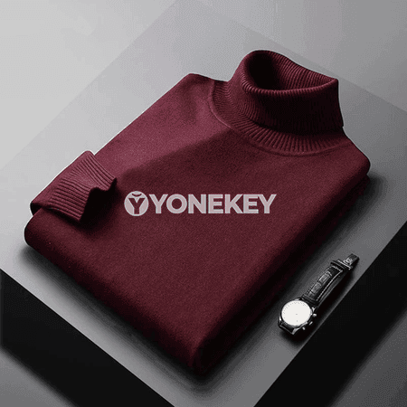 Erkekler üçin ýyly turtleneck sviter, tekiz reňkli uzyn ýeňli