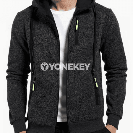 Erkekler üçin ýyly kapşonly zip-up penjek, ýumşak içlikli