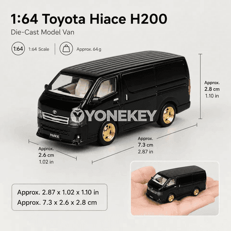 Toyota Hiace H200 metal oýunjak awtoulag, 1:64, kolleksiýa modeli