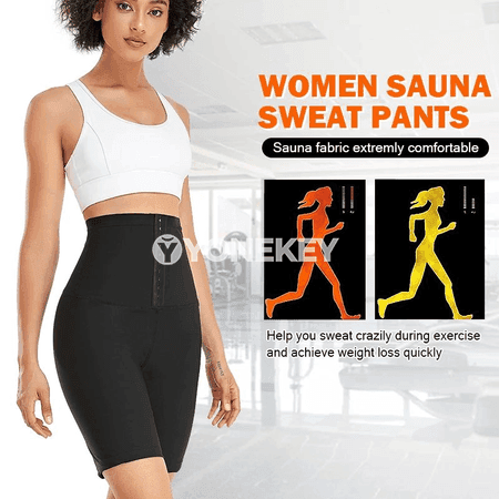 Beli şekillendiriji sauna şortlar, ýokary boýun, sport üçin