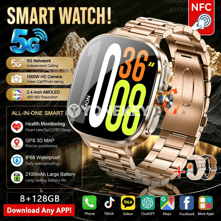 GUHUAVMI 4G/5G akylly sagat, 128GB, kamera, NFC
