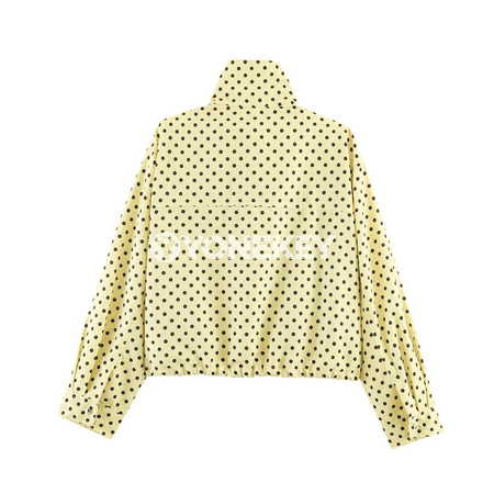Zenanlar üçin nokatly stend boýunly ýeňil jaket, giň kesimli