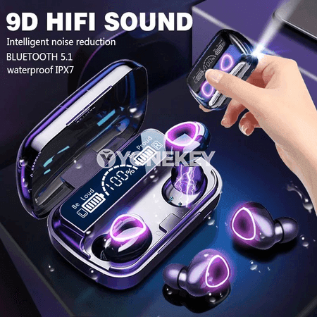 M10 TWS Bluetooth gulaklyk, mikrofonly, suw geçirmeýän
