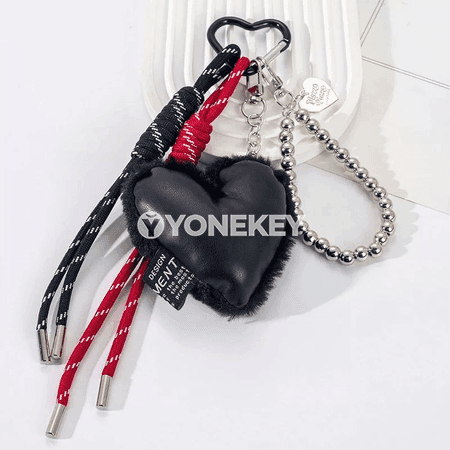 Mäjum ýüpli açarlyk-bezeg, ýürek we ýyldyzly, sumka üçin
