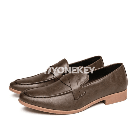 Erkekler üçin klassik deri loafers, ofis we resmi ýagdaýlar üçin
