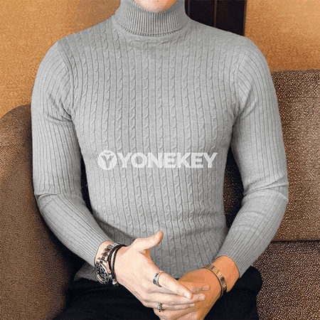 Erkekler üçin ýyly turtlenek boýunly switer, galyň, gündelik stil
