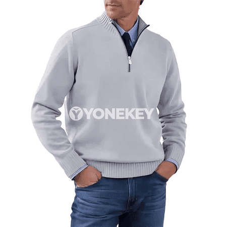Erkekler üçin ýyly fermuarly polo switer, güýz-gyş üçin